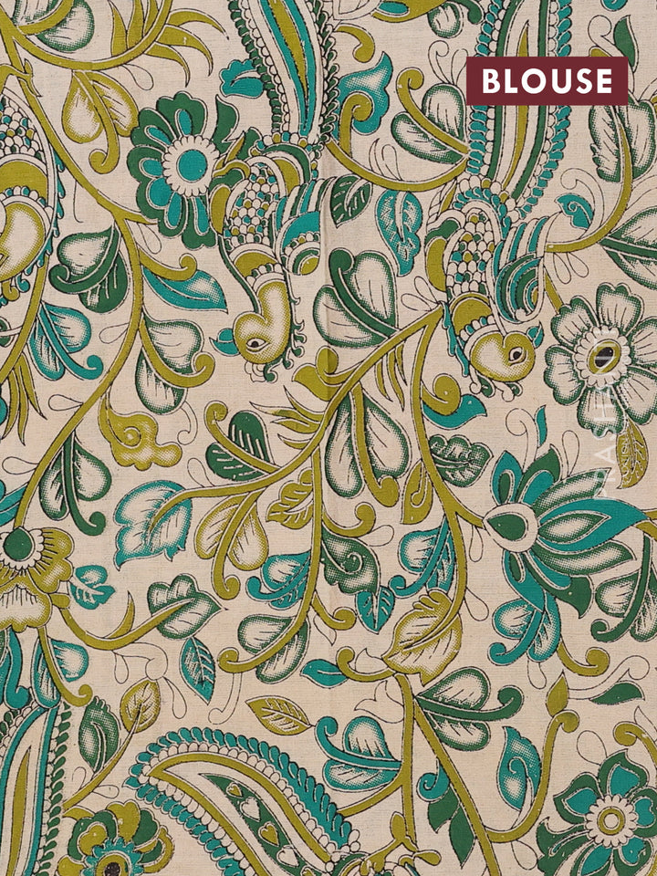 Violet & Beige Narayanpet Cotton - Kalamkari Blouse
