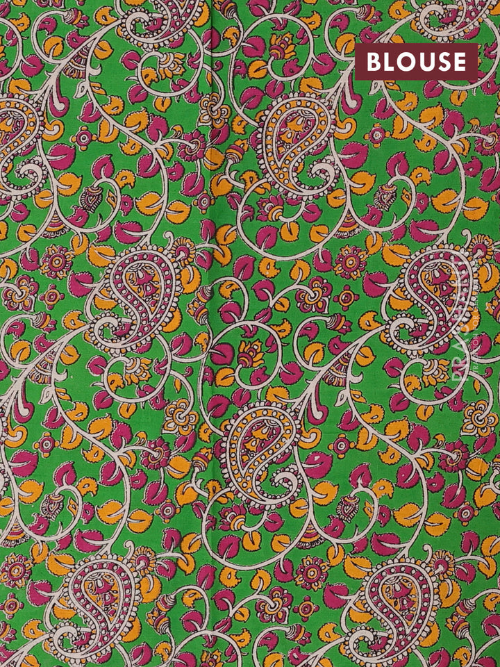 Magenta Pink & Green Narayanpet Cotton - Kalamkari Blouse