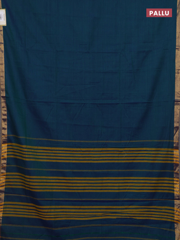 Peacock Blue & Mehendi Green Narayanpet Cotton - Kalamkari Blouse