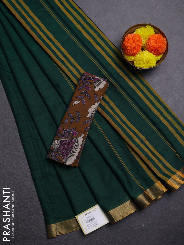 Green & Brown Narayanpet Cotton - Kalamkari Blouse