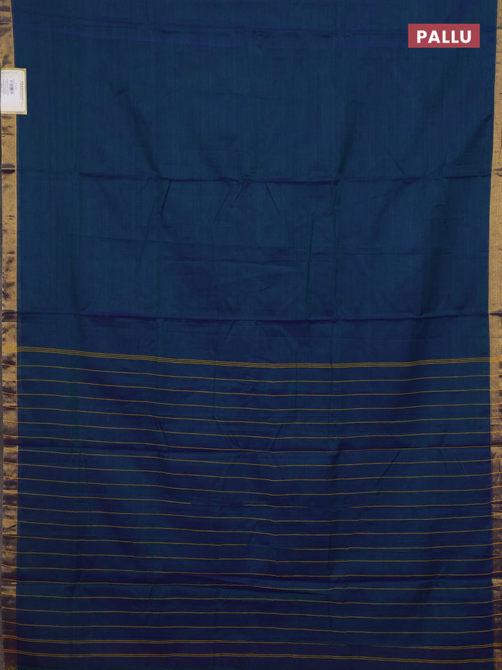 Peacock Blue & Orange Narayanpet Cotton - Kalamkari Blouse