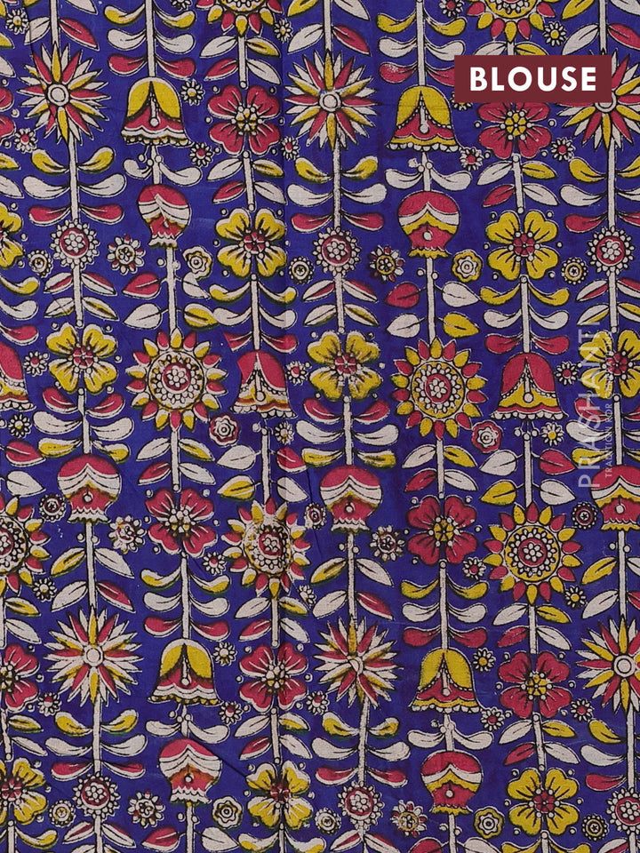 Purple & Blue Narayanpet Cotton - Kalamkari Blouse