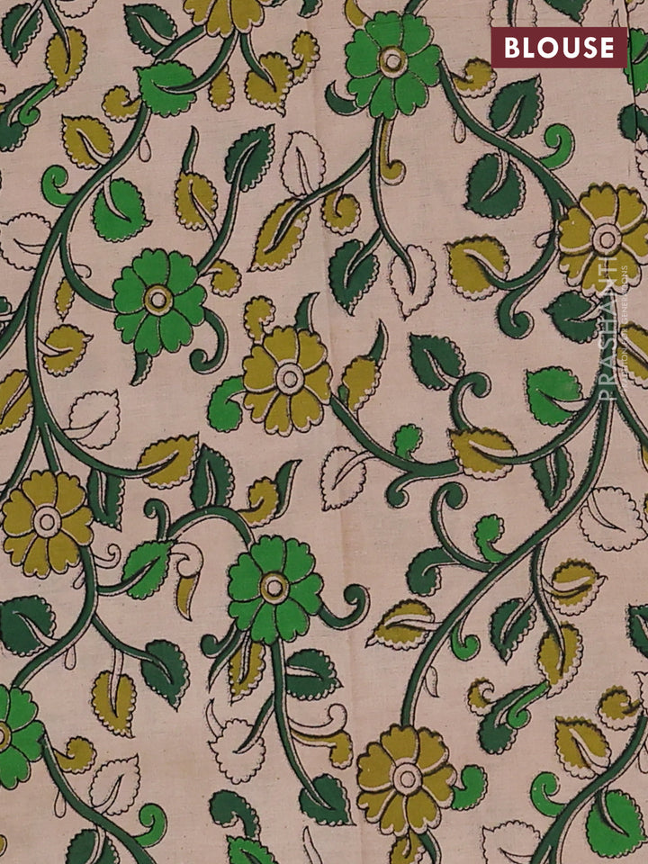Green & Beige Narayanpet Cotton - Kalamkari Blouse