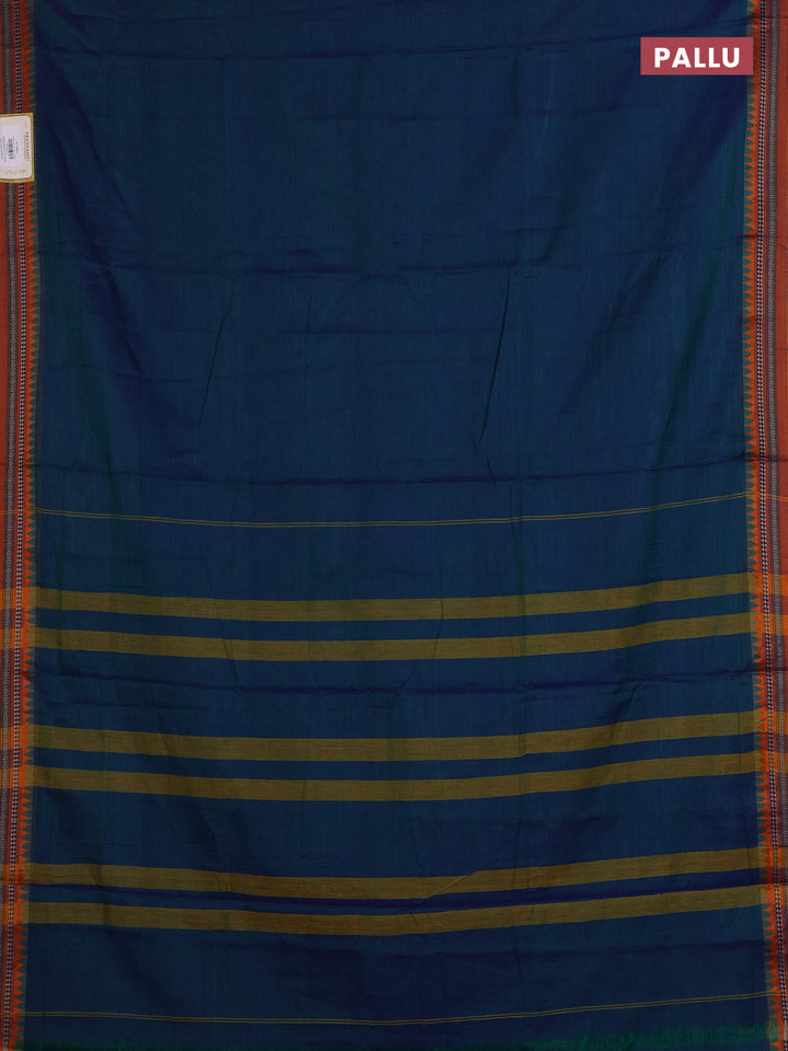 Peacock Blue & Mustard Yellow Narayanpet Cotton - Kalamkari Blouse