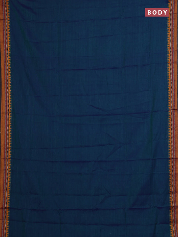 Peacock Blue & Mustard Yellow Narayanpet Cotton - Kalamkari Blouse