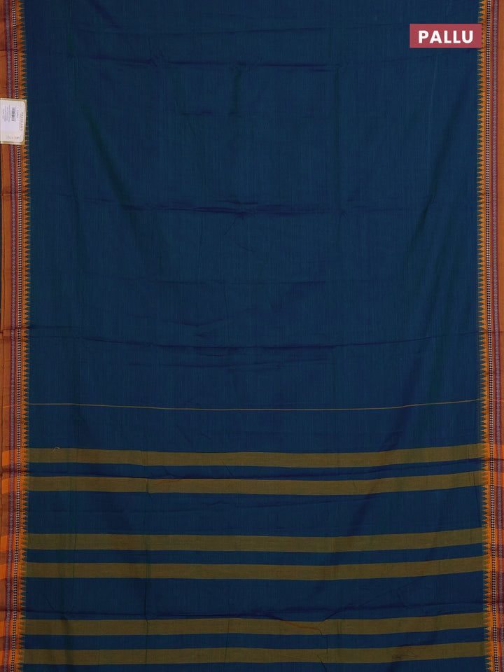 Peacock Blue & Mustard Yellow Narayanpet Cotton - Kalamkari Blouse