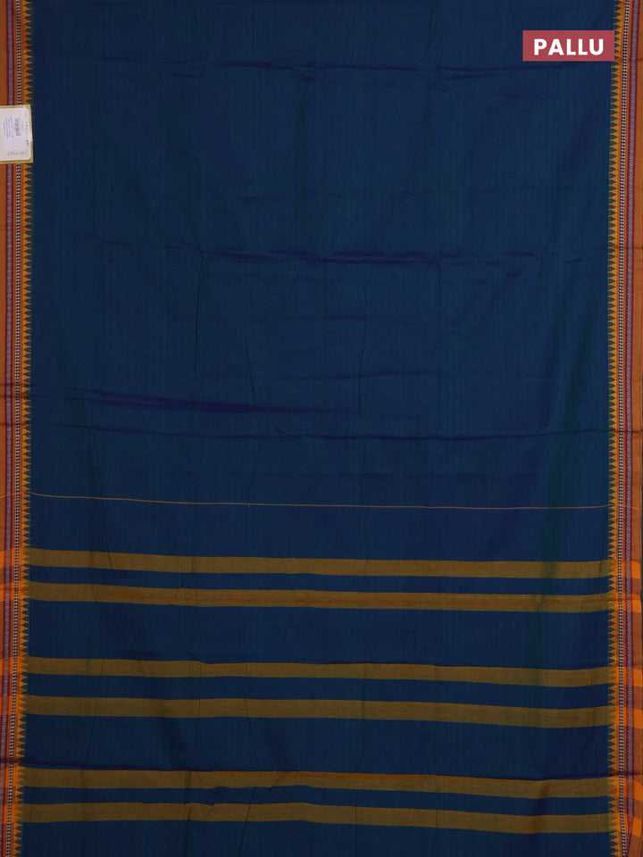 Peacock Blue & Mustard Yellow Narayanpet Cotton - Kalamkari Blouse