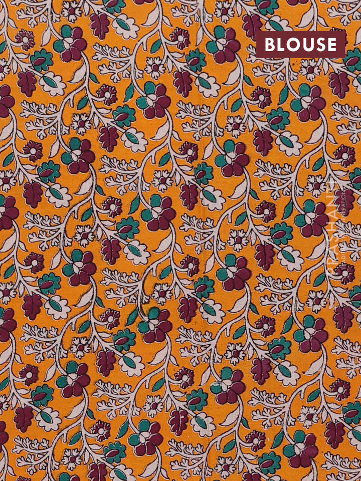 Purple & Mustard Yellow Narayanpet Cotton - Kalamkari Blouse