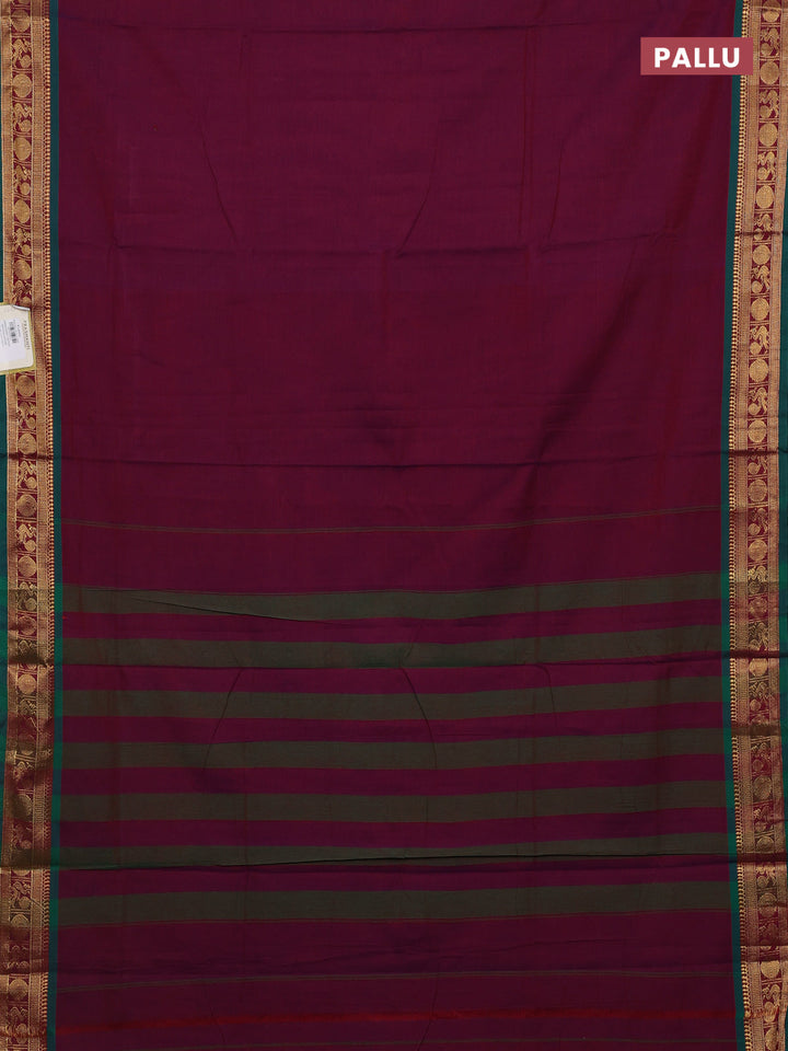 Magenta Pink & Green Narayanpet Cotton - Kalamkari Blouse