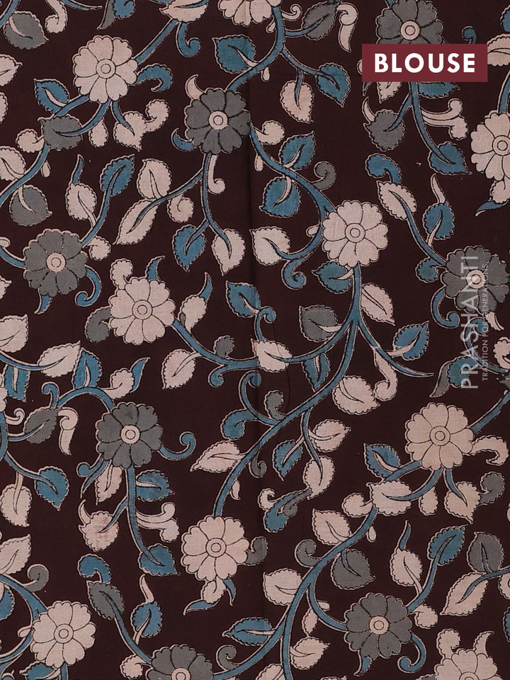 Pink & Coffee Brown Narayanpet Cotton - Kalamkari Blouse
