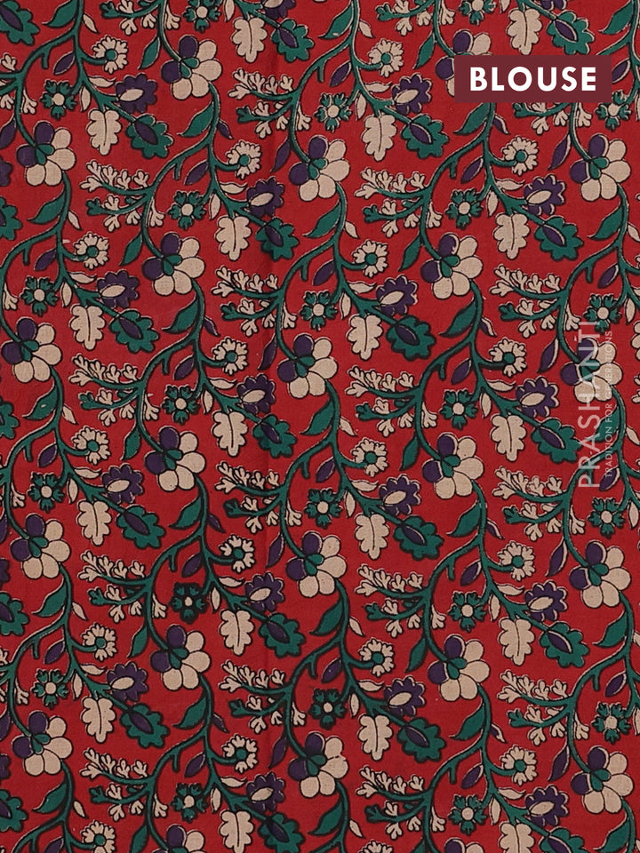 Green & Red Narayanpet Cotton - Kalamkari Blouse