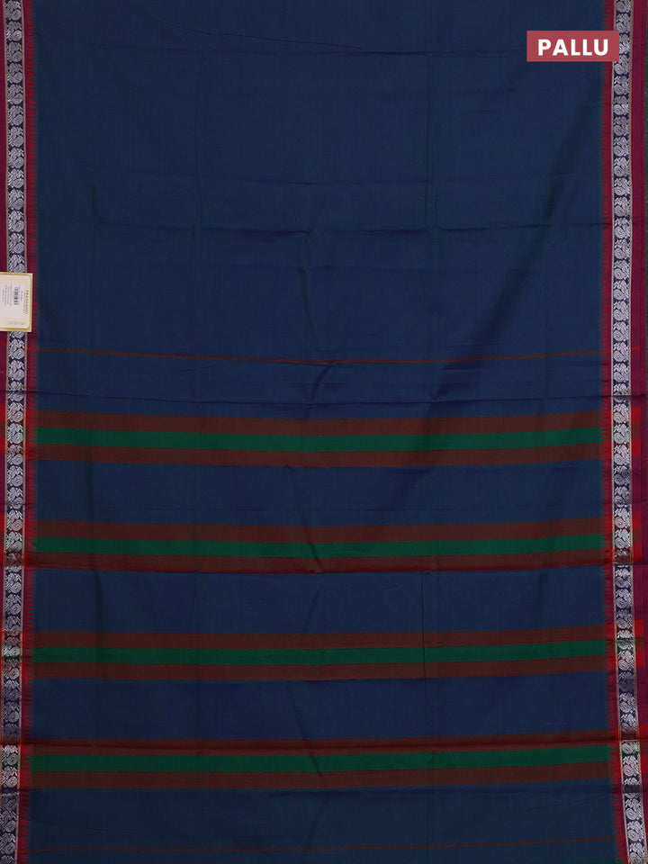 Peacock Blue & Mehendi Green Narayanpet Cotton - Kalamkari Blouse