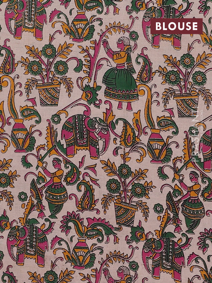 Maroon & Beige Narayanpet Cotton - Kalamkari Blouse