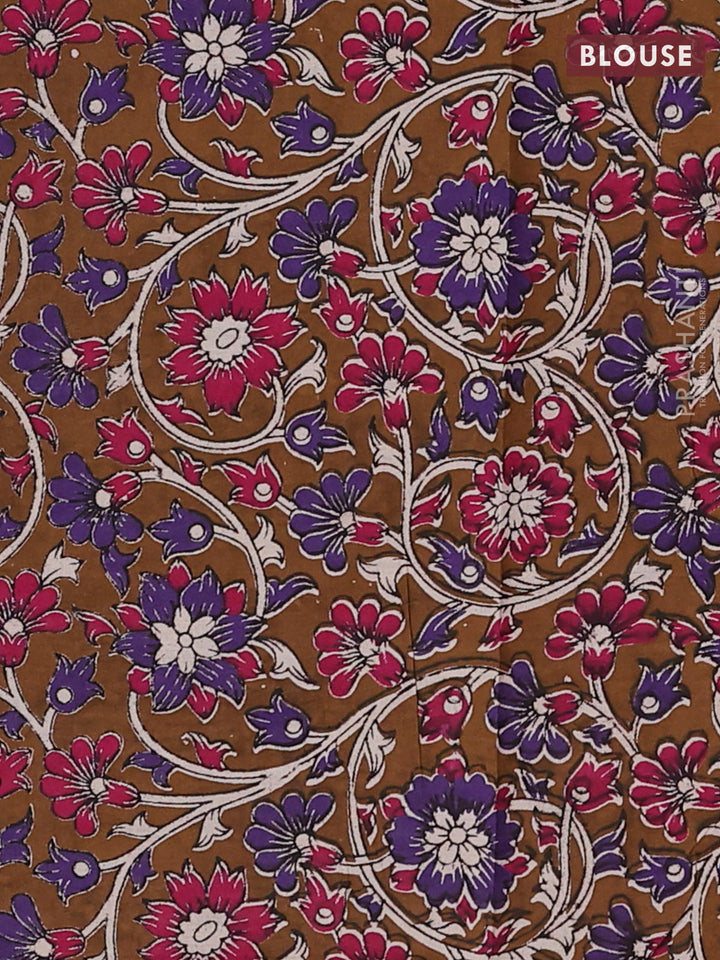 Pastel Purple & Mustard Narayanpet Cotton - Kalamkari Blouse