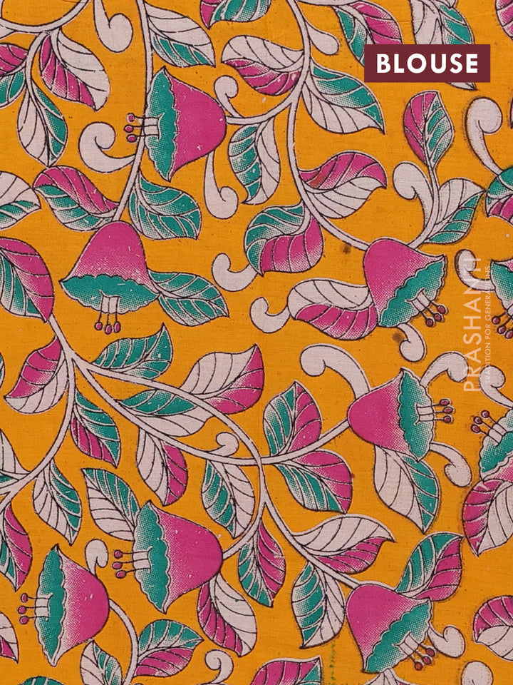 Sap Green & Mustard Yellow Narayanpet Cotton - Kalamkari Blouse