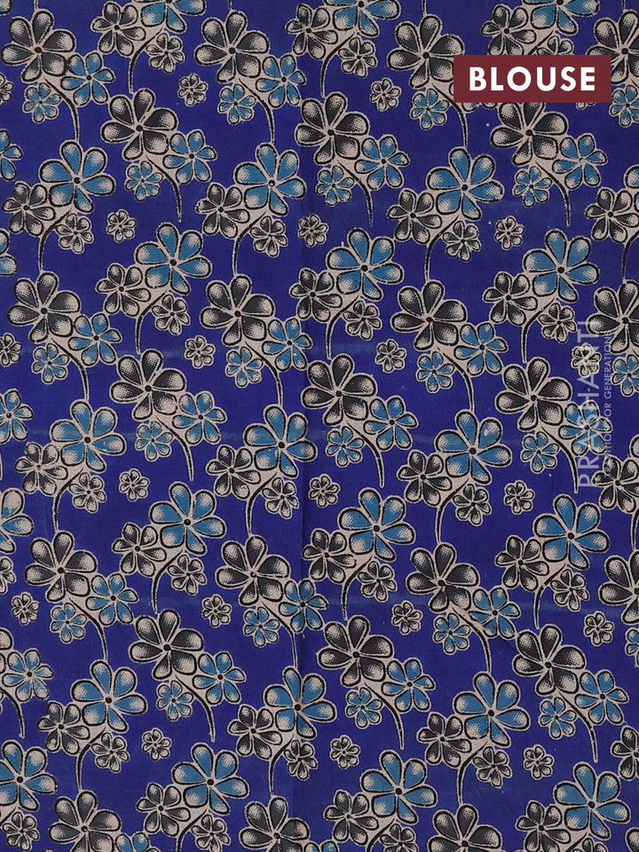 Pastel Purple & Royal Blue Narayanpet Cotton - Kalamkari Blouse