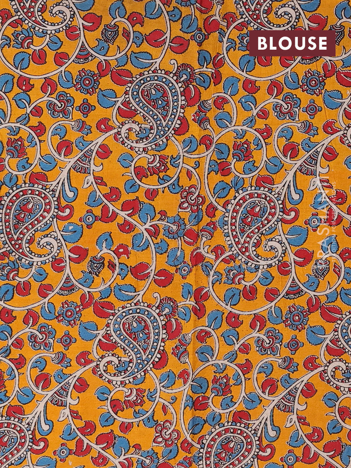 Green & Mustard Yellow Narayanpet Cotton - Kalamkari Blouse