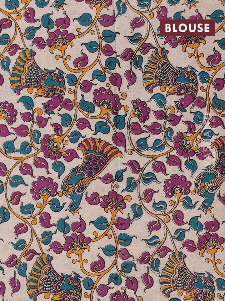 Green & Beige Narayanpet Cotton - Kalamkari Blouse