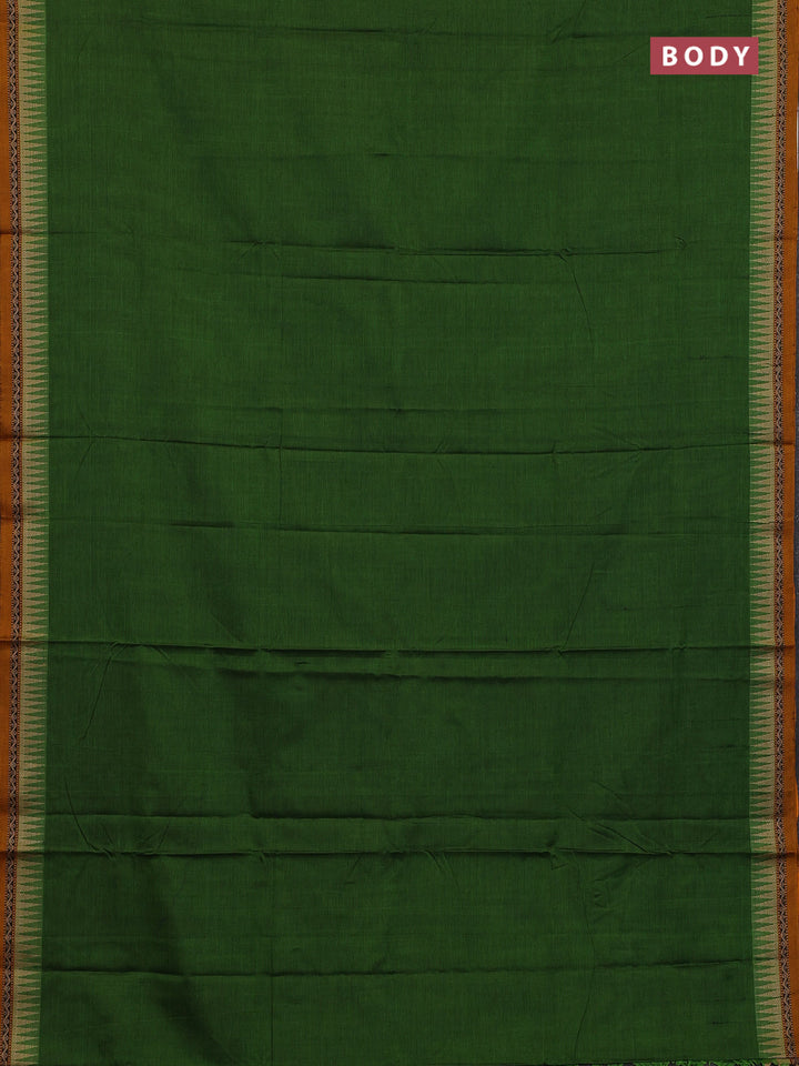 Sap Green & Coffee Brown Narayanpet Cotton - Kalamkari Blouse