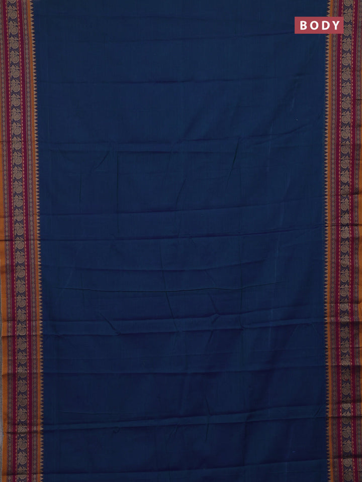 Peacock Blue & Beige Narayanpet Cotton - Kalamkari Blouse