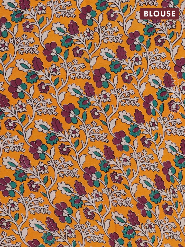 Maroon & Mustard Yellow Narayanpet Cotton - Kalamkari Blouse