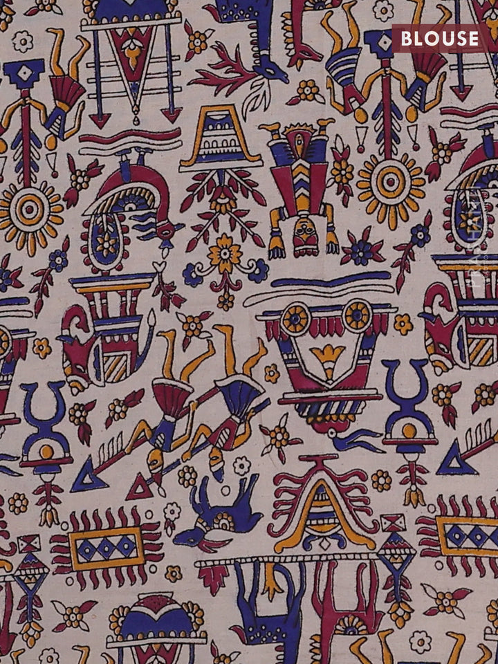 Chiku & Beige Narayanpet Cotton - Kalamkari Blouse