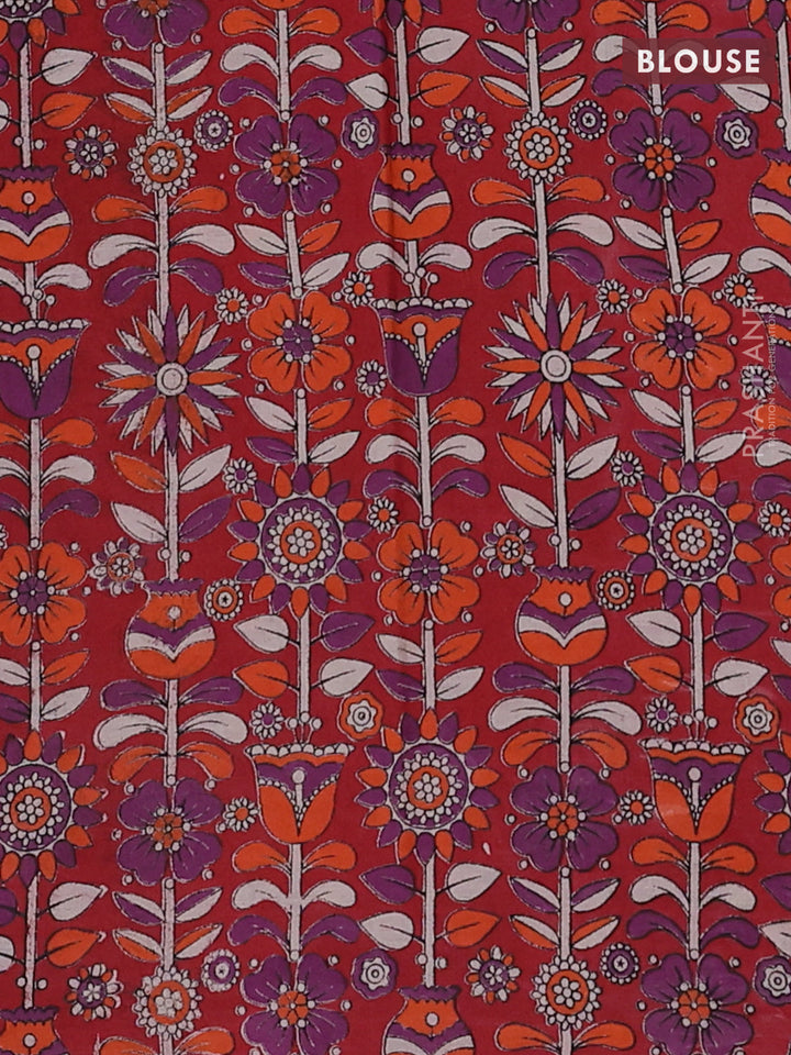 Pink & Red Narayanpet Cotton - Kalamkari Blouse