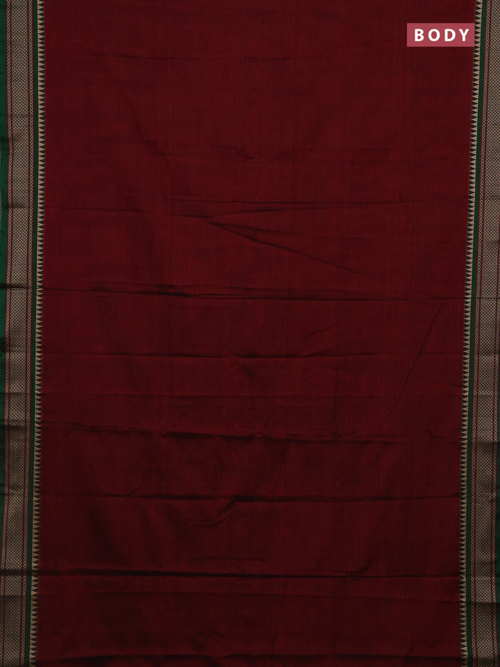 Maroon & Green Narayanpet Cotton - Kalamkari Blouse
