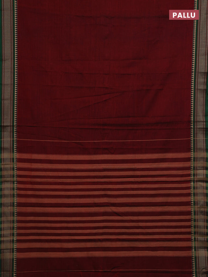 Maroon & Green Narayanpet Cotton - Kalamkari Blouse