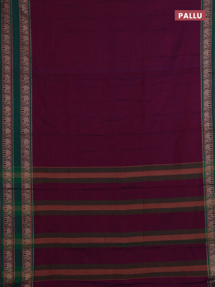 Purple & Green Narayanpet Cotton - Kalamkari Blouse