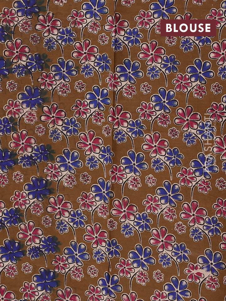 Mustard & Brown Narayanpet Cotton - Kalamkari Blouse