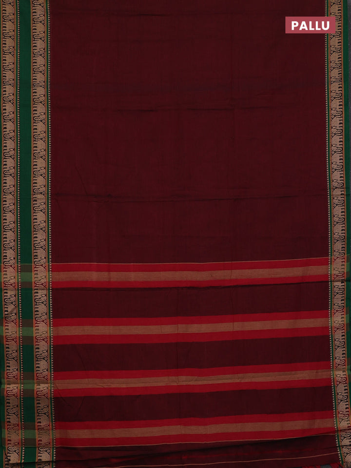 Maroon & Green Narayanpet Cotton - Kalamkari Blouse
