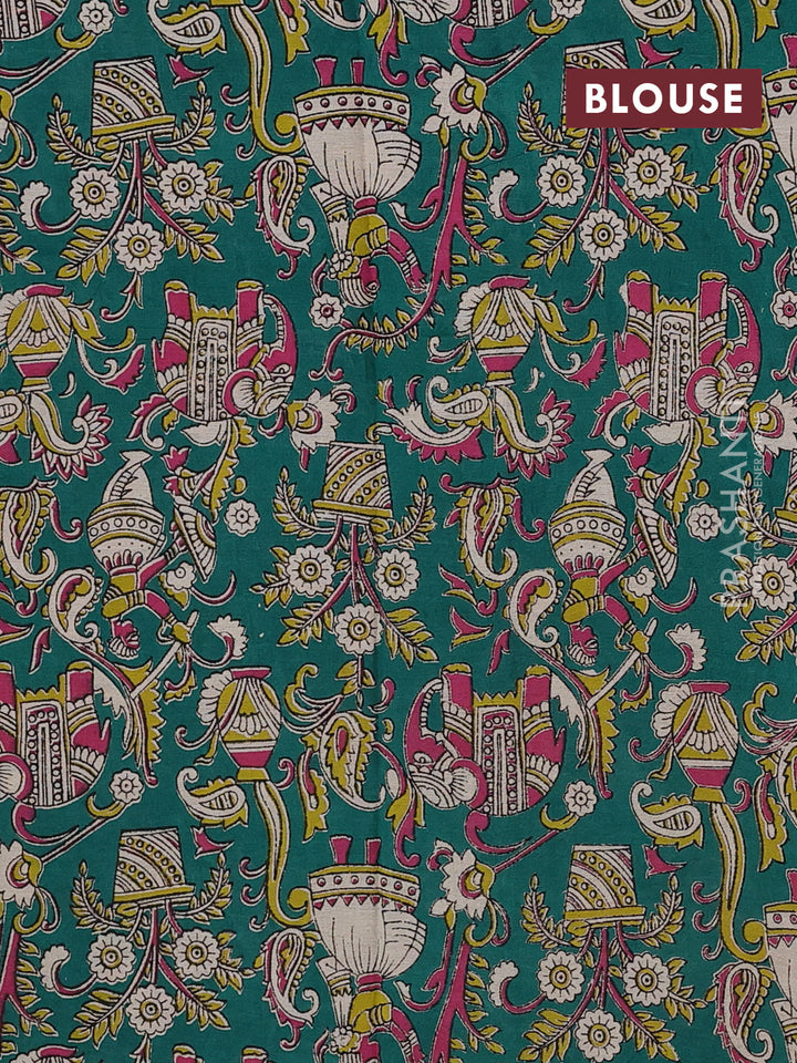 Pink & Green Narayanpet Cotton - Kalamkari Blouse