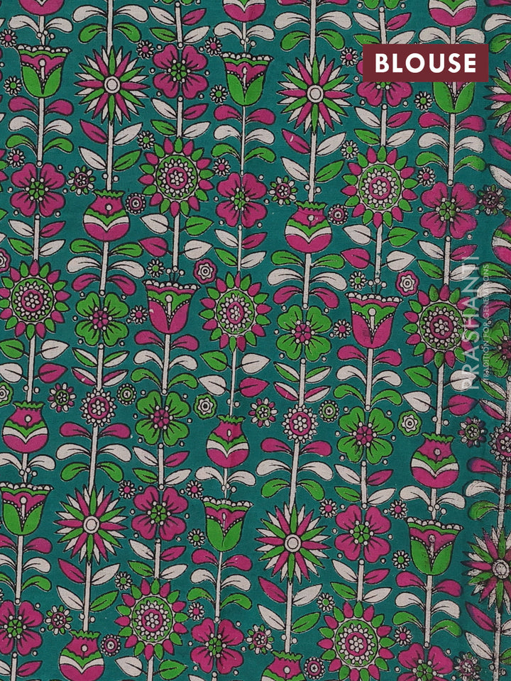 Red & Green Narayanpet Cotton - Kalamkari Blouse