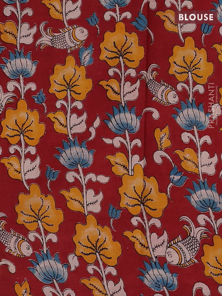 Green & Maroon Narayanpet Cotton - Kalamkari Blouse