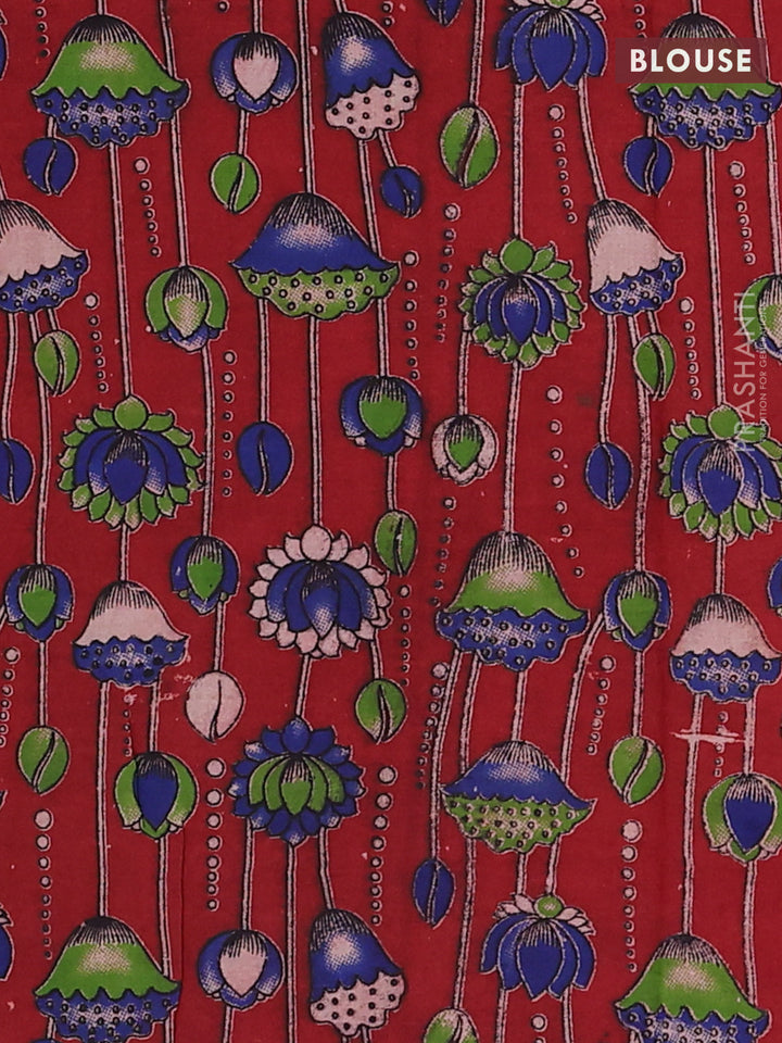 Green & Maroon Narayanpet Cotton - Kalamkari Blouse