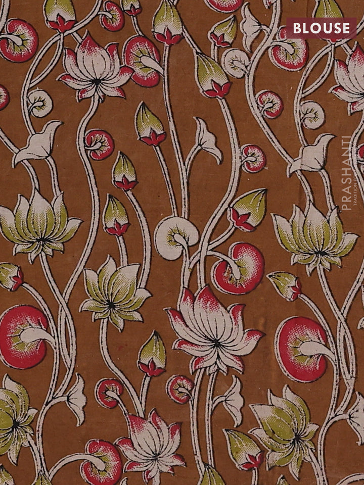 Green & Brown Narayanpet Cotton - Kalamkari Blouse