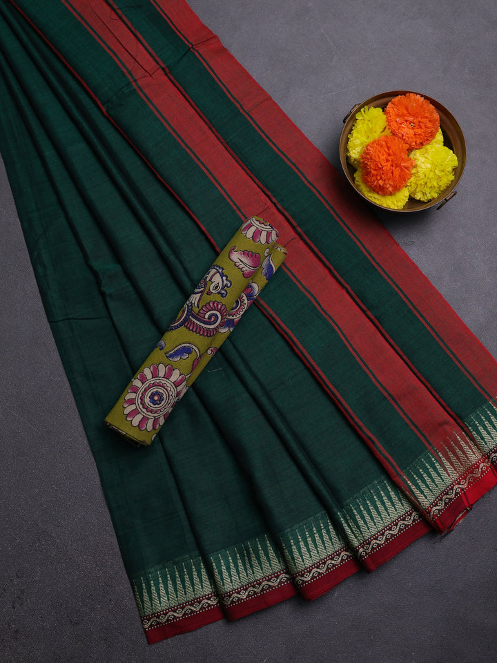 Green & Lime Green Narayanpet Cotton - Kalamkari Blouse