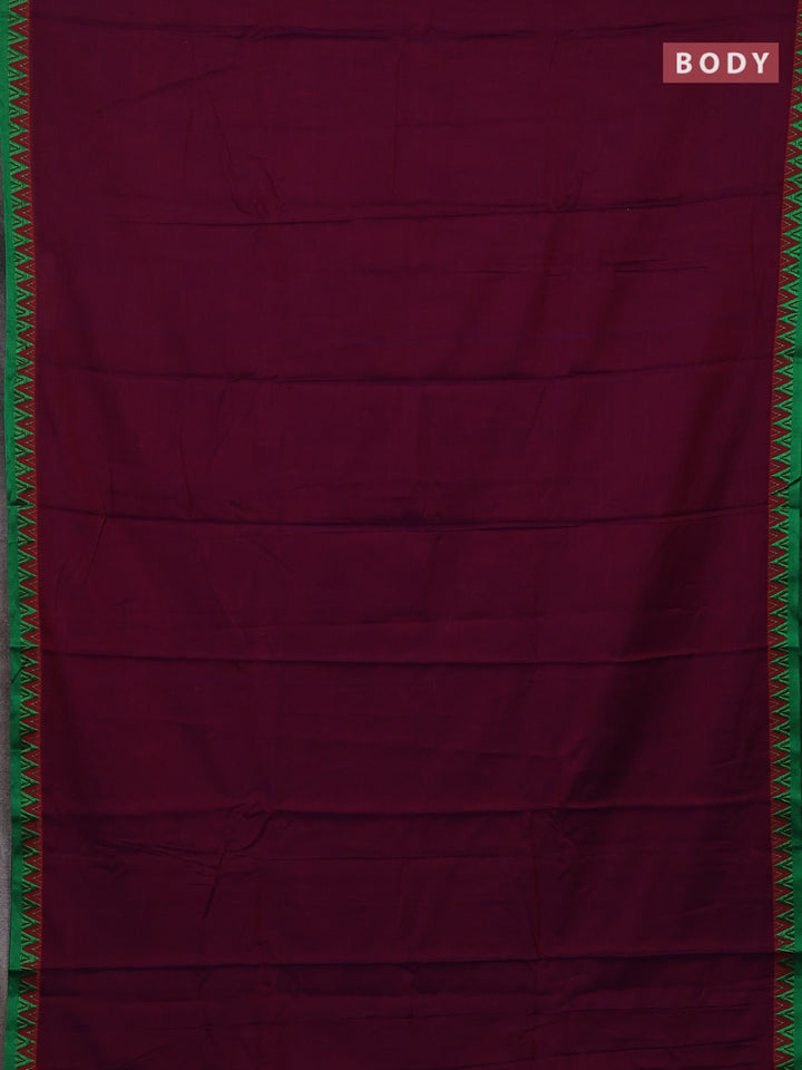 Magenta Pink & Green Narayanpet Cotton - Kalamkari Blouse