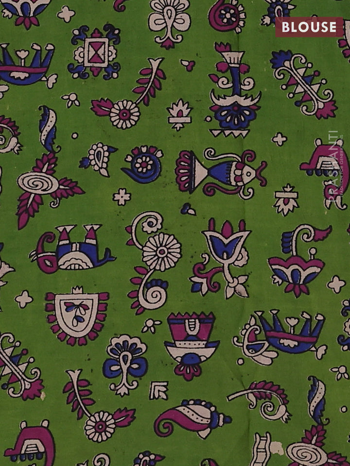 Magenta Pink & Green Narayanpet Cotton - Kalamkari Blouse