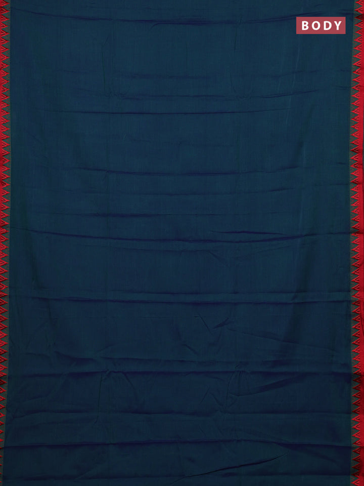Peacock Blue & Lime Green Narayanpet Cotton - Kalamkari Blouse