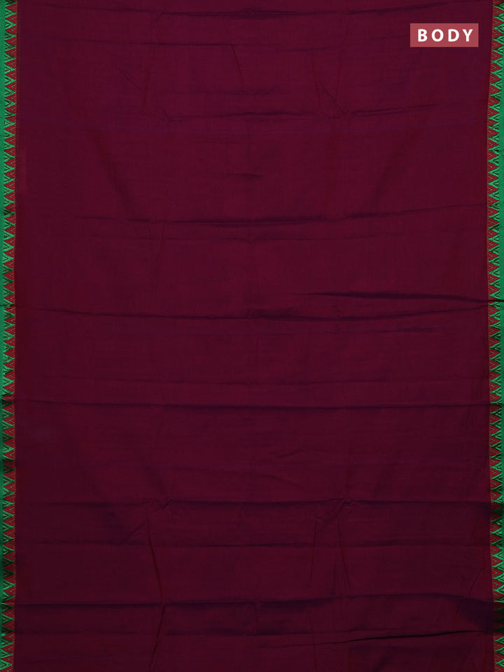Magenta Pink & Green Narayanpet Cotton - Kalamkari Blouse