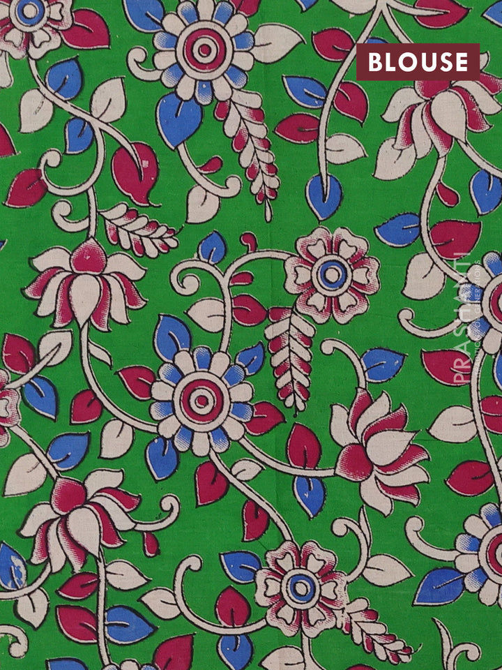 Magenta Pink & Green Narayanpet Cotton - Kalamkari Blouse