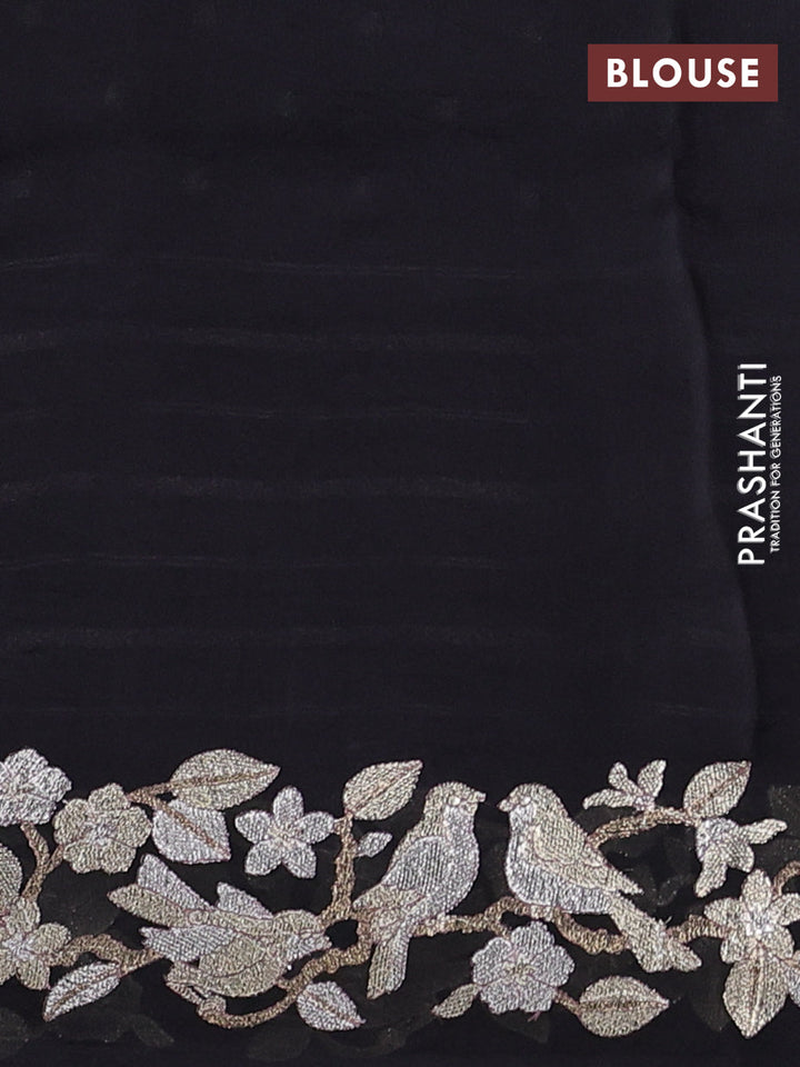 Black Pure Organza Silk - Embroidery