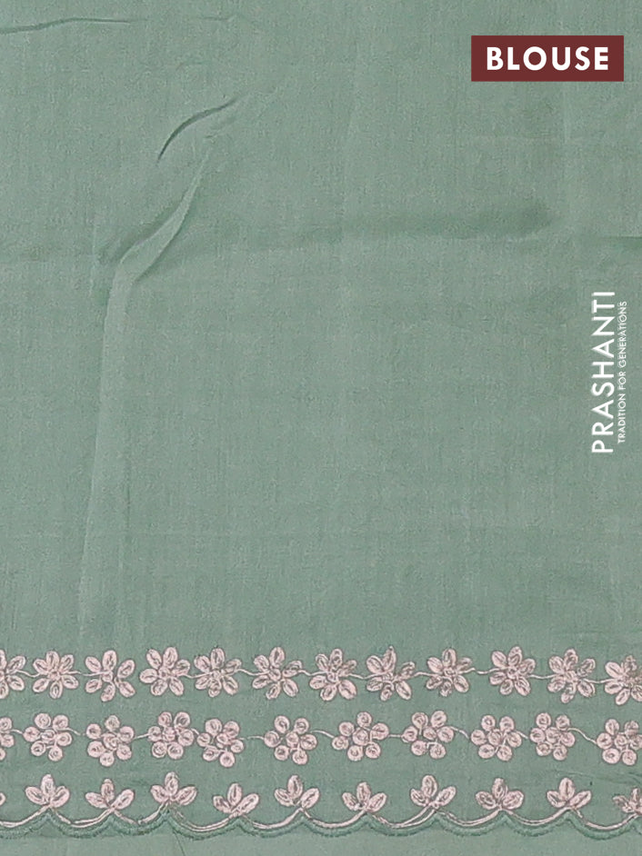 Pastel Green Pure Organza Silk - Embroidery