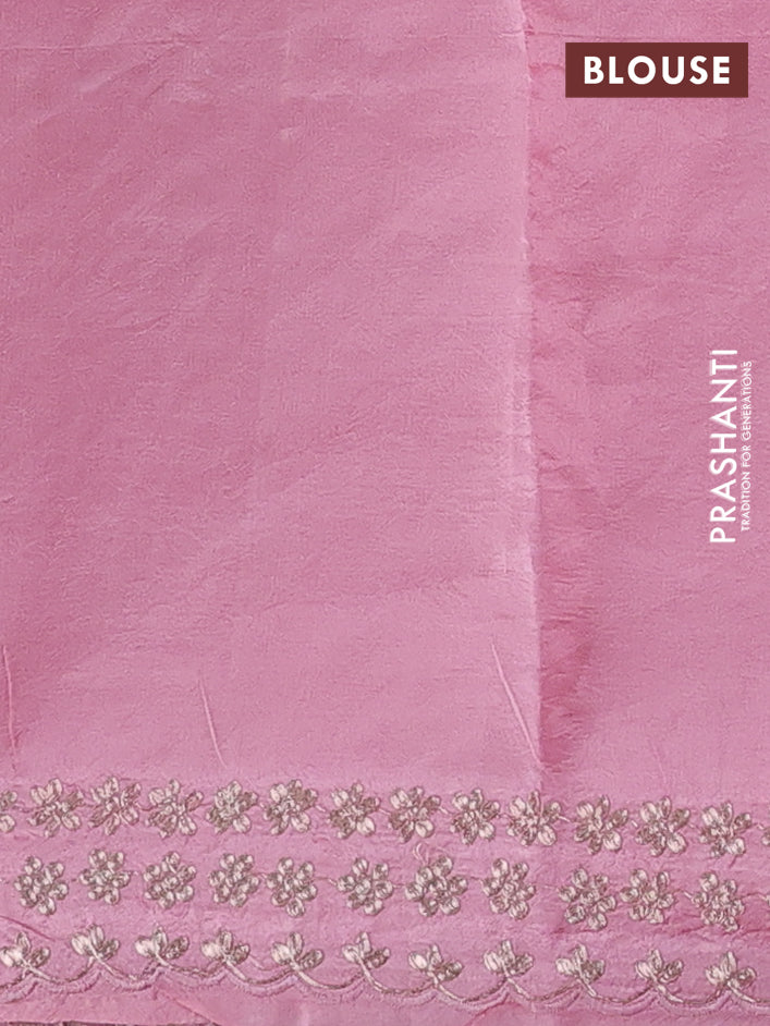 Light Pink Pure Organza Silk - Embroidery