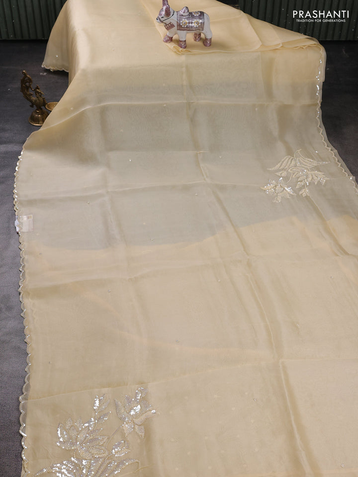 Cream Pure Organza Silk - Embroidery