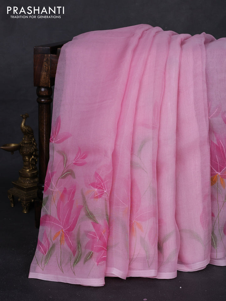 Light Pink Pure Organza Silk - Embroidery