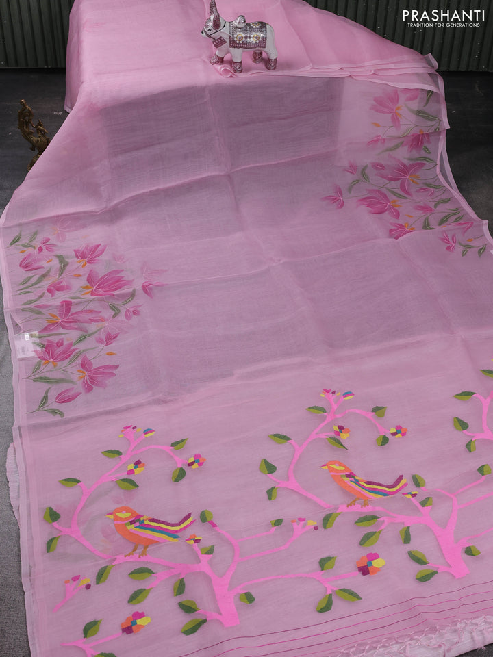 Light Pink Pure Organza Silk - Embroidery