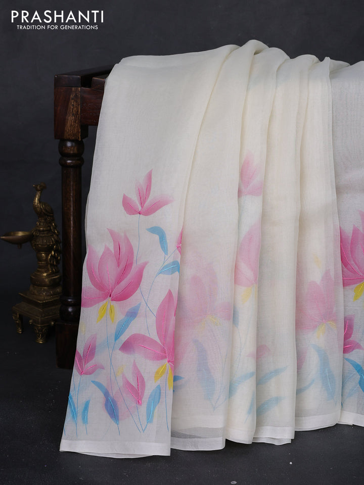 Off White Pure Organza Silk - Embroidery